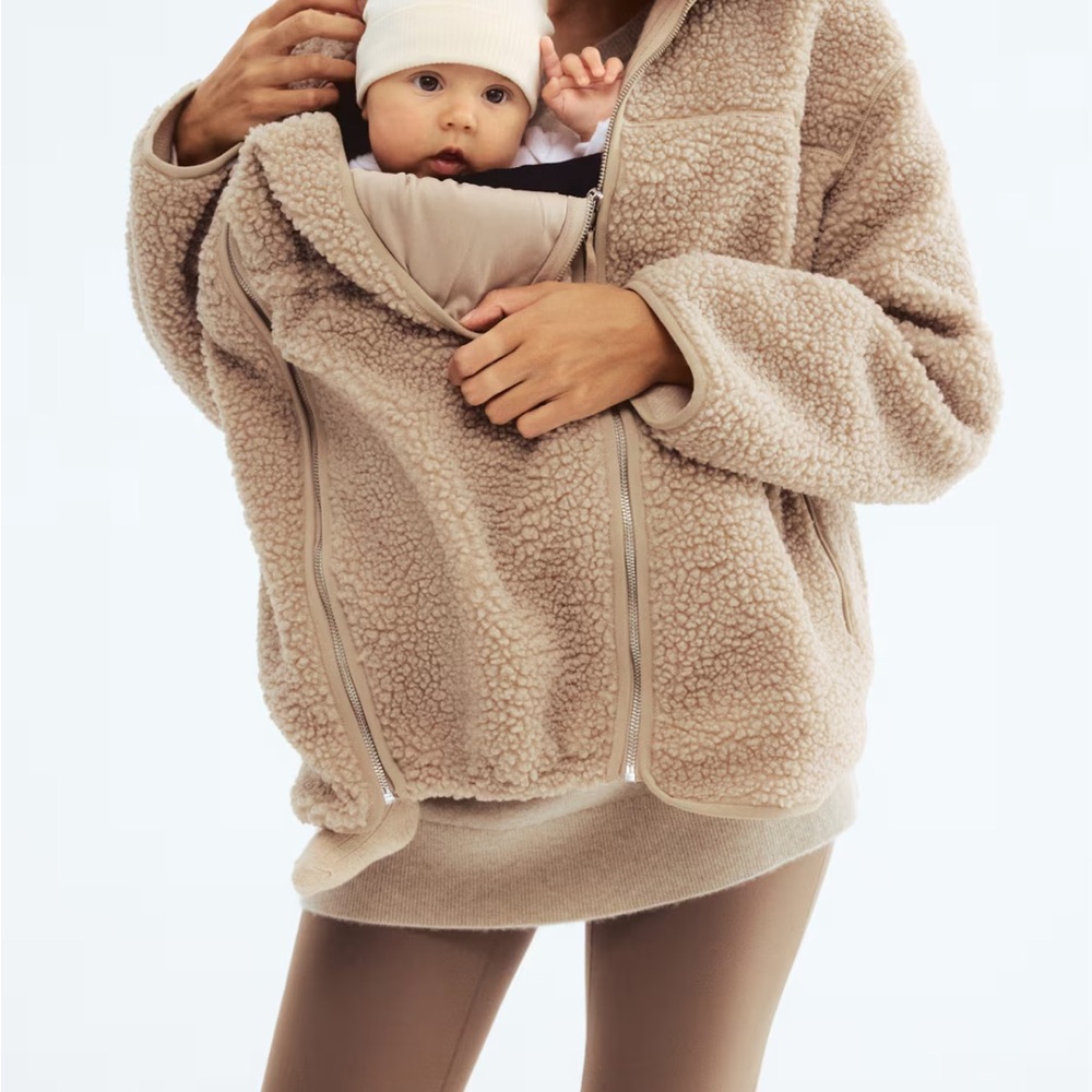 NWT H&M baby wearing before and after Sherpa teddy jacket XL